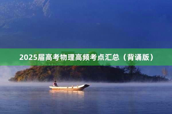 2025届高考物理高频考点汇总（背诵版）
