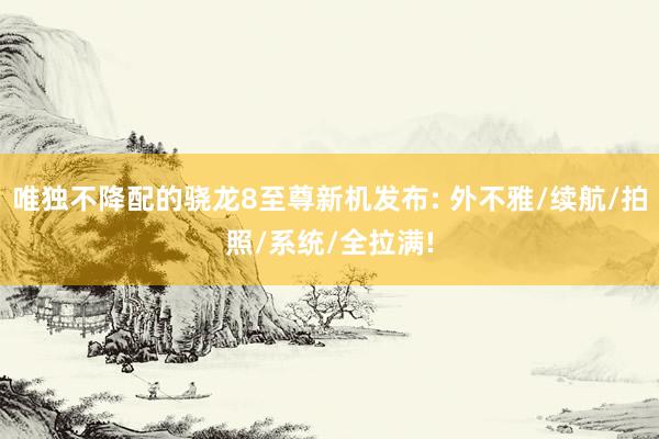 唯独不降配的骁龙8至尊新机发布: 外不雅/续航/拍照/系统/全拉满!