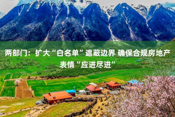 两部门：扩大“白名单”遮蔽边界 确保合规房地产表情“应进尽进”