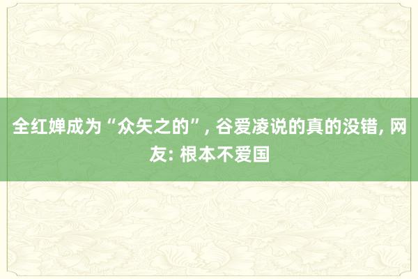 全红婵成为“众矢之的”, 谷爱凌说的真的没错, 网友: 根本不爱国